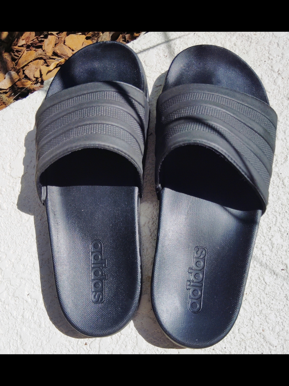 Adidas Black Embossed Logo Slide Upper
